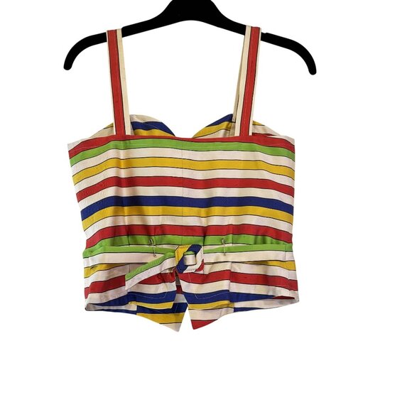 NWOT Vintage Yves Saint Laurent 100% Silk Button Up Multicolor Peplum Top SizeXS - Picture 2 of 10